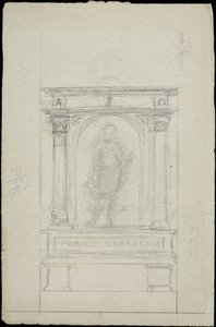 Schets van een graf voor de familie Karakehia op de begraafplaats Père Lachaise in Parijs door Adolphe Victor Geoffroy Dechaume